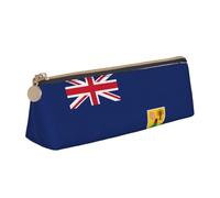 YHBLYKXP Bandiera delle Isole Turks e Caicos stampa triangolo in pelle cancelleria borsa di immagazzinaggio, borsa portatile per il trucco, stoccaggio quotidiano di piccoli oggetti, bianco, Taglia