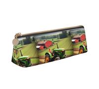 YHBLYKXP Borsa di immagazzinaggio della cancelleria del cuoio del triangolo della stampa del modello dell'azienda agricola del trattore, borsa portatile di trucco, stoccaggio quotidiano, bianco,