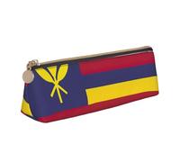 YHBLYKXP Borsa per cancelleria in pelle con stampa a triangolo con bandiera del Regno delle Hawaii, borsa per il trucco portatile, per riporre piccoli oggetti quotidiani, bianco, Taglia unica, Leggero