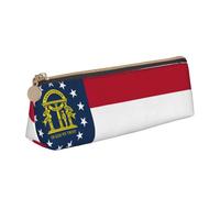 YHBLYKXP Borsa per cancelleria in pelle con stampa a triangolo con bandiera della Georgia, borsa portatile per il trucco, per riporre piccoli oggetti, bianco, Taglia unica, Leggero