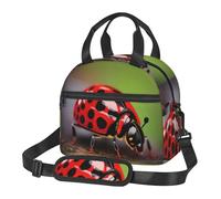 YHBLYKXP Borsa per il pranzo con motivo coccinella rossa adatta per ufficio, lavoro, picnic, viaggi, borsa termica per il pranzo, Nero , Taglia unica, casual