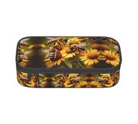 YHBLYKXP Borsa portaoggetti da viaggio con stampa di api e fiori rurali di grande capacità, da viaggio, per ufficio, borsa per trucco, organizer da scrivania con