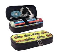 YHBLYKXP Green Fields Farming Machine stampa pelle Flap Pencil Case, Toiletry Organizer, Zipper Coin Purse, Nero , Taglia unica