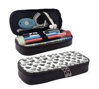 YHBLYKXP Merican Dog Head stampa pelle Flap Pencil Case, Toiletry Organizer, Zipper Coin Purse, Nero , Taglia unica