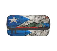 YHBLYKXP Puerto Rico carta da parati con bandiera stampata grande capacità scatola da ufficio, cancelleria organizer ufficio cosmetici borsa, Nero , Taglia unica, floreale