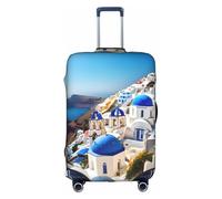 YHBLYKXP Santorini - Custodia protettiva per trolley con stampa di isole greche e vista mare, alla moda, con cerniera nascosta, bianco, Medium