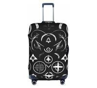 YHBLYKXP Supernatural Symbols - Custodia protettiva per trolley, con stampa nera, alla moda, con cerniera nascosta, bianco, X-Large
