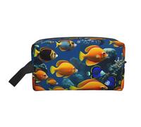 YHBLYKXP The Underwater World - Borsa da viaggio per toelettatura e toelettatura, con stampa di pesci tropicali, borsa portatile per il trucco, borsa per riporre