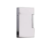 YHBNJIGW Accendino a butano in Ottone lucidato Fatto a Mano, Elegante e Semplice, tonalità Acciaio nitida, accensione a Scorrimento Laterale, Ricaricabile, Adatto for Collezione/Lavoro/Regalo(Silver)