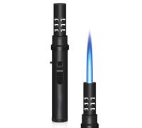 YHBNJIGW Accendino Portatile in Metallo a butano, Antivento, con Fiamma Blu, con Blocco di Sicurezza, Adatto for Il Campeggio all'aperto (butano Non Incluso)(Black)