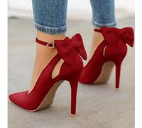 YHCS Donne a Punta Punta Tacchi Alti Donna Tacchi Sottili Signore Sexy Pompe da Donna Fibbia Cinturino Femminile Moda Bowknot Scarpe Plus Size 34-43