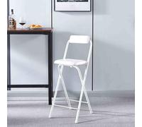 YHDMDQ Sgabello da Bar Pieghevole Portatile per La Colazione, Comodo Richiudibile Sgabello Alto con Schienale, Rotondo Imbottito Sedia Pieghevoli per Sala Giochi da Cucina(White,65cm/26in)