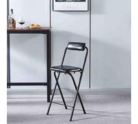 YHDMDQ Sgabello da Bar Pieghevole Portatile per La Colazione, Comodo Richiudibile Sgabello Alto con Schienale, Rotondo Imbottito Sedia Pieghevoli per Sala Giochi da Cucina(Black,55cm/22in)