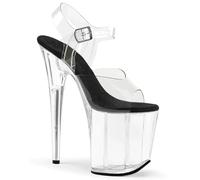YhdtHSF Sandali Sexy con Tacco a Stiletto da Pole Dance, con Piattaforma Trasparente da 20CM e Cinturino alla Caviglia per Donna,Nero,36 EU