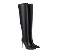 YhdtHSF Stivali da Donna al Ginocchio con Tacco a Stiletto da 10 cm, Punta a Punta, con Cerniera,Nero,40 EU