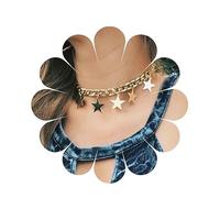 Yheakne Boho Collana girocollo con stella ciondola Collana a catena con catena spessa in oro Collana girocollo a catena spessa punk Collana a catena corta minima Gioielli per donne e ragazze