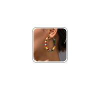 Yheakne Boho Colorato Perline Orecchini A Cerchio Arcobaleno Perline Huggie Orecchini Cerchio Rotondo In Legno Perlinea Orecchino Multi Colore In Legno Perlinea Cerchio Dangle Orecchino Gioielli