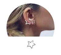 Yheakne Boho Stella Bracciale Orecchini D'Argento Cerchi Clip Cava Su Senza Piercing Gioielli Per Donne E Ragazze (Argento)