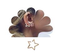 Yheakne Boho Stella Bracciale Orecchini Oro Stella Cerchi Orecchini Clip Stella Cava Su Orecchini Senza Piercing Orecchini Gioielli Per Le Donne E Le Ragazze (oro)