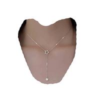 Yheakne Boho Stella Lariat collano Choker Argento Cristallo Stella Goccia Lunga Cz Ciondolo Minimalista Gioielli Per Donne E Ragazze (argento)