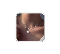 Yheakne Boho Stratificato Farfalla Collana Ciondolo Argento Cristallo Farfalla Collana Cz Farfalla Collana Strass Catena Collana Gioielli Per Le Donne