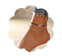 Yheakne Boho Stratificato Infinito Cavigliera Satellite Argento Bracciale Retrò Nero Corda Catena Cavigliera Personlized Estate Piede Catena Gioielli Per Le Donne E Le Ragazze Regali (argento)