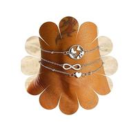 Yheakne Boho Stratificato Mappa Cavigliera D'argento Infinito Cuore Cavigliera Multi Stratificazione Cavigliera Catena Bracciale Estate Piede Catena Gioielli Per Le Donne E Le Ragazze