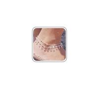 Yheakne Boho Stratificato Strass Caviglia Bracciale D'argento Dangle Cristallo Cavigliera Bracciali Cz Nappa Cavigliere Glitter Tennis Piede Catena Gioielli Per Donne E Ragazze Regali Estivi
