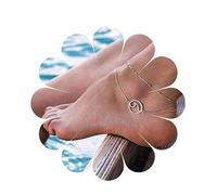 Yheakne Cavigliera A Onde Stratificate Boho Cavigliera D'argento Cavigliera A Onde Oceaniche Cavigliera Satellite Vintage Cavigliera Bracciale Estate Catena Piede Gioielli Per Donne E Ragazze Regali