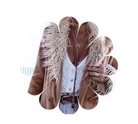 Yheakne Collana Lunga Boho in Pelle Collana Girocollo Avvolgente in Pelle Marrone Collana con Monete Disco Vintage Collana con Catena in Pelle Scamosciata Vagan Gioielli per Donne e Ragazze (Marrone)