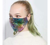 Yheakne, copribocca con paillettes, anti polvere, con passanti regolabili per le orecchie, con clip per le donne, luccicanti glitter, rivestimento decorativo in tessuto lavabile (multicolore)