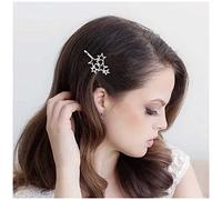 Yheakne Fermaglio per capelli a forma di stella di cristallo, argentato, con strass, accessorio decorativo per capelli da sposa, per donne e ragazze (stella di cristallo)