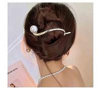 Yheakne Fermaglio per capelli vintage con perla a banana Pettine a banana dorato Fermaglio per capelli in metallo Fermaglio per capelli con perla Fermaglio per copertoncino in lega(perla singola)