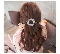 Yheakne Fermaglio per capelli vintage con perle di cristallo Cerchio Oro Perla con zirconi rotondi Fermaglio per capelli rotondo Perla geometrica Fermaglio per capelli con strass Testa Clip Forcina