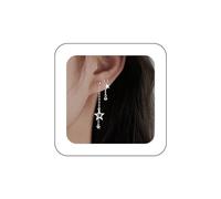 Yheakne Orecchini pendenti con nappa a stella vintage Orecchini pendenti con stella in argento Orecchini a catena con stella cava Orecchini a stella asimmetrici Gioielli per donne e ragazze