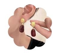 Yheakne Orecchini Vintage Ovali Smaltati Bordeaux Orecchini A Disco Martellati Oro Orecchini A Goccia Smalto Rosso Orecchini Irregolari Bordeaux Orecchini Geometrici Acrilici Rossi Orecchini Per Donne