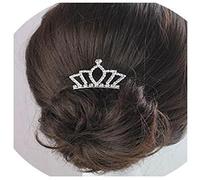 Yheakne Pettine Corona Principessa Vintage Cristallo Piccolo Tiara Corona Fascia Shine Strass Corona Pettine Capelli Mini Tiara Pettine per Ragazze Festa di Compleanno Prom Dectoration(Argento B)