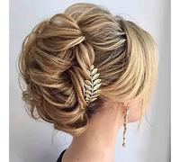 Yheakne Pettine per Capelli da Sposa Copricapo da Sposa in Foglia d'Oro Pettine Laterale per Sposa Accessori per Capelli da Sposa per Sposa e Damigelle D'onore