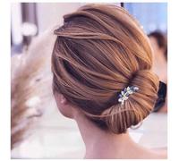 Yheakne Pettine per capelli vintage in cristallo con strass, copricapo da sposa in cristallo blu, pettine laterale con strass, fermaglio per capelli, pettine a foglia oro con cz, barrette,accessori