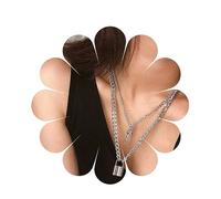 Yheakne Punk Blocco Chiave Ciondolo Collana D'argento Lucchetto Collana Choker Stratificato Amore Blocco Collana Vintage Curb Catena Collana Gioielli Per Le Donne E Le Ragazze Coppia Regali (argento)