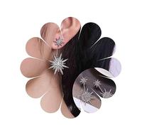 Yheakne Starburst Giacca Orecchini Argento Strass Sole Orecchini Anteriore Posteriore Borchie Orecchini Boho Celeste Orecchini Gioielli Per Donne E Ragazze Regali (argento)