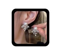 Yheakne Vintage Cristallo Perla Orecchio Giacca Orecchini Perla Rotonda Orecchini Argento Cz Fuoco D'artificio Giacca Orecchino Strass Due Modi Anteriore Posteriore Orecchino Gioielli Per Le Donne