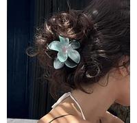 Yheakne Vintage Fiore Capelli Artiglio Clip Hawaiano Plumeria Capelli Morsetto Clip Blu Acrilico Fiore Artiglio 3d Floreale Barrette Forte Tenuta Antiscivolo capello Accessori Copricapo Le Donne