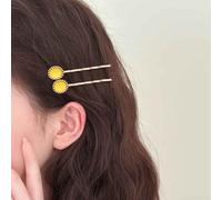 Yheakne Vintage Giallo Perline Capelli Clip Oro Metallo Bobby Pins Lato Capelli Clip Bar Capelli Spille Capelli Barrette Accessori Decorativi Per capello Per Le Donne Copricapo 2pcs
