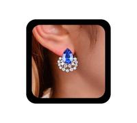 Yheakne Vintage Zaffiro A Goccia Orecchini Cristallo Blu Orecchini A Perno Argento Cz Strass Orecchini Zaffiro Blu Gemma Orecchini Per Le Donne