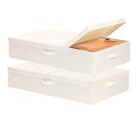 YheenLf 2 Pezzi Scatole Sotto letto Contenitore, Beige, 60×30×15cm