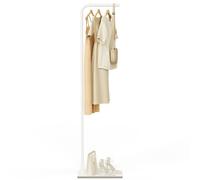 YheenLf Attaccapanni da Terra, Metallo Appendiabiti con Base rocciosa, Attaccapanni Autoportante per Ingresso, Corridoio, Entrata, Mobili Ingresso Moderno, Bianco, 39×26×180 cm