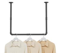 YheenLf Set di 1 Appendiabiti Industriale, Attaccapanni da Parete 120 cm, Due Opzioni di Montaggio, Stendino a Soffitto 69 x 60 cm, Facile da Installare, Nero