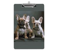 YHEGBFD Appunti Acrilico Bulldog Francese Cuccioli Stampa Appunti Standard A4 Formato Lettera Clip Board Leggero Clip Board Carino Clip Board Modello Personalizzato