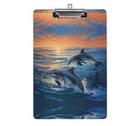YHEGBFD Appunti Acrilico Delfini nel Mare Stampa Appunti Standard A4 Lettera Formato Clip Board Leggero Clip Board Carino Clip Board Modello personalizzato